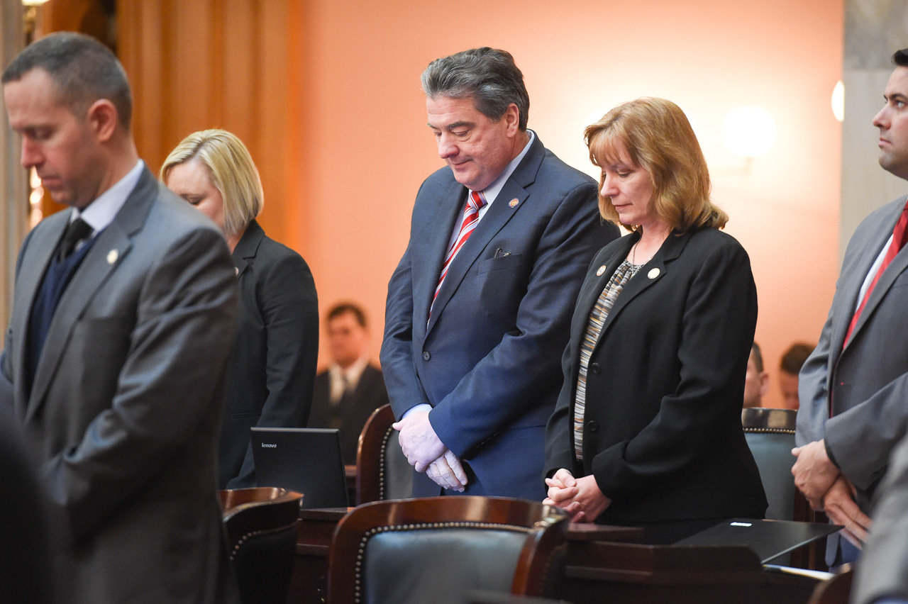 Rep. Patton observes a moment of silence during Session.