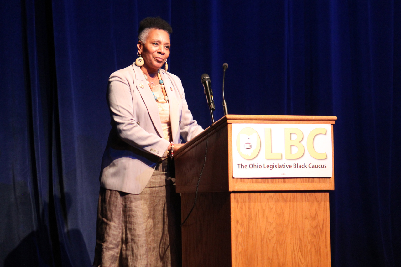 Rep. Ingram addresses an audience during the 2017 OLBC Day of Action