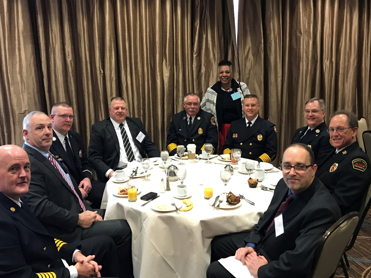Rep. Ingram with local fire chiefs at the OFCA Legislative Breakfast