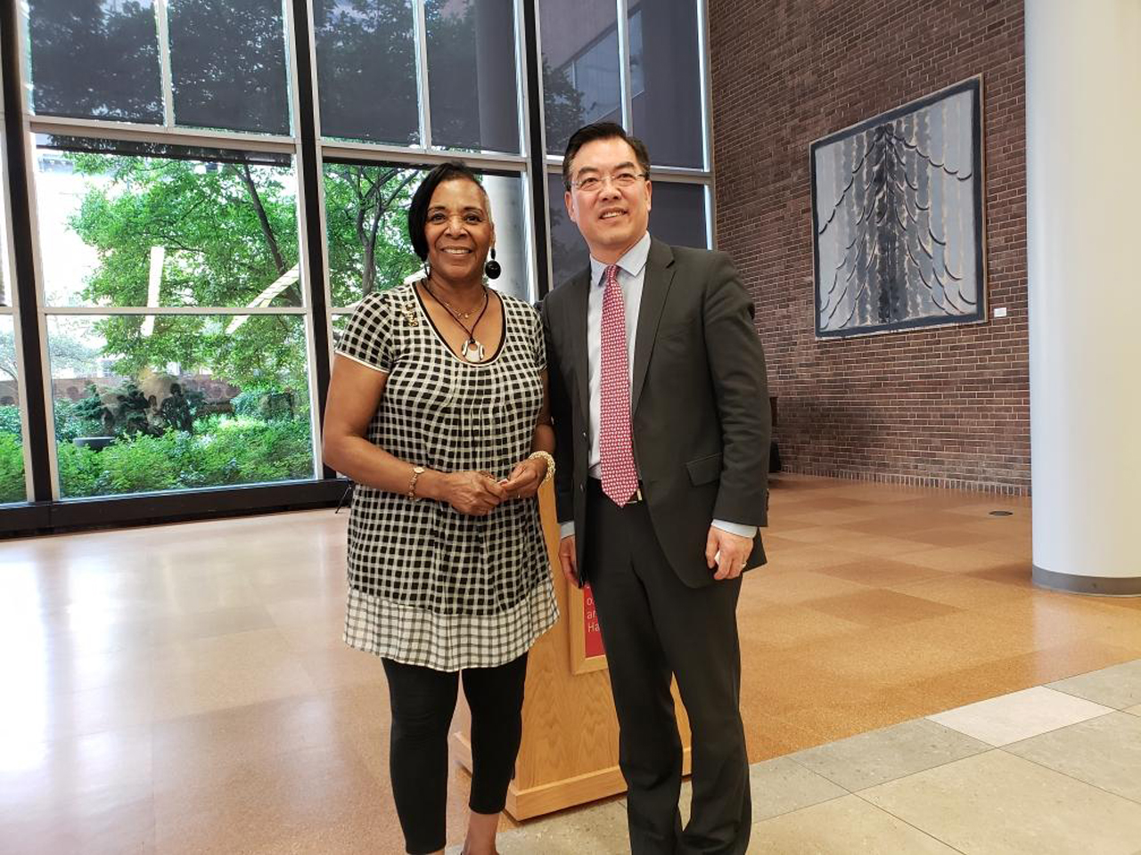 Rep. Ingram with Chinese Consul General Ambassador Ping Huang at the Chinese Railroad Workers Photography Exhibit in Cincinnati
