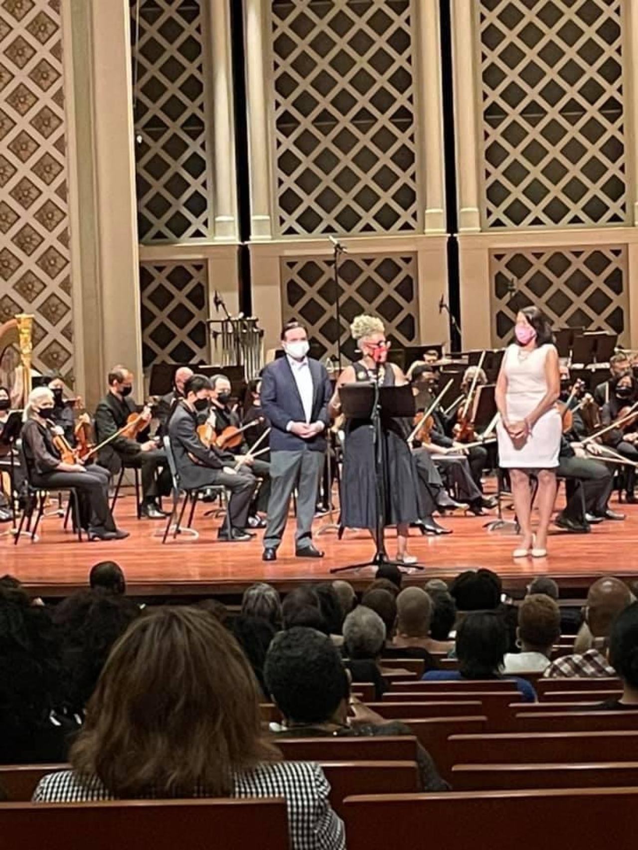 Rep. Ingram presents a commendation on stage at the Cincinnati Symphony Orchestra: 20 Anniversary Classical Roots Concert