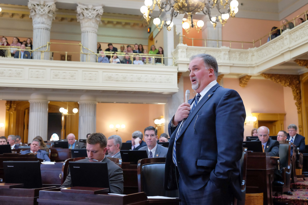 Rep. Kick speaks on the House floor during session March 7, 2018