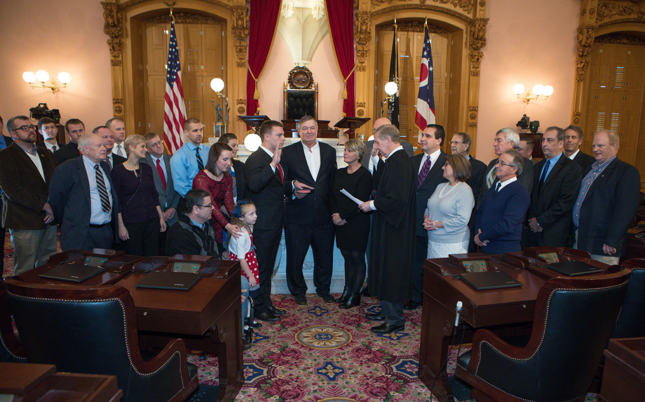 Rep. Edwards swearing in on Opening Day