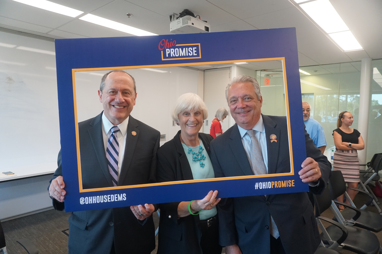Rep. Brown with Reps. Mary Lightbody (D-Westerville) and David Leland (D-Columbus) at the Whitehall Ohio Promise Town Hall