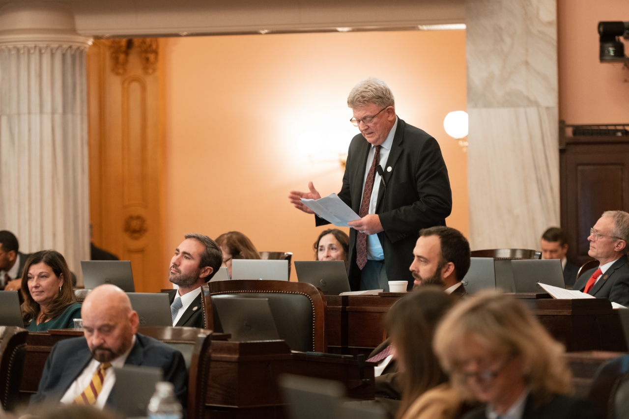 Rep. Hoops speaks on the House floor during session