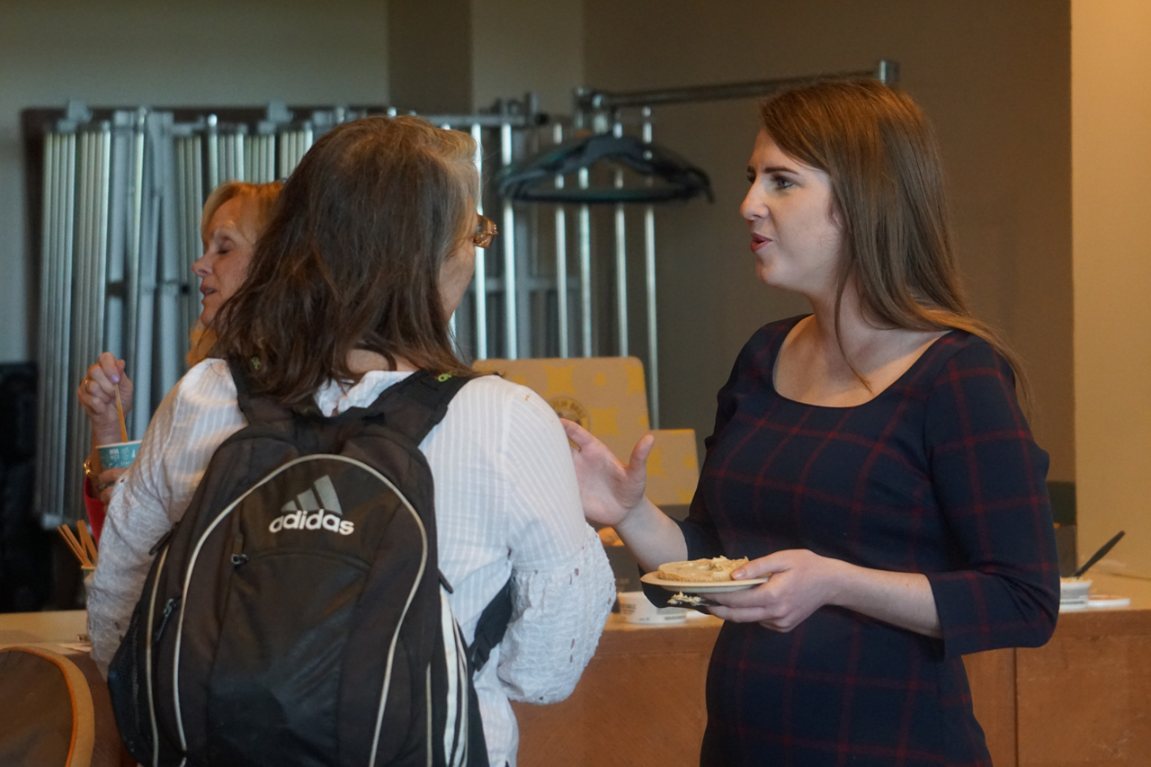 Rep. Sweeney speaks with an attendee at 2019 Women's Lobby Day