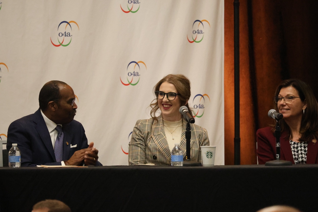 Rep. Sweeney speaks on a legislative panel at the Ohio Association of Area Agencies on Aging Advocacy Conference about the need to investing in Ohio's senior community