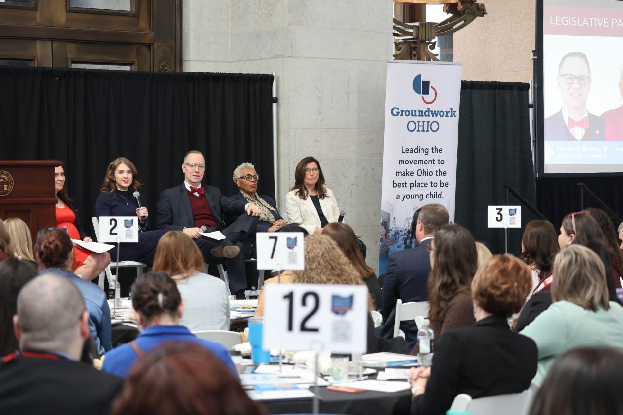 Rep. Sweeney speaks on a legislative panel for Groundwork Ohio's annual Statehouse Advocacy Day about the need to expand access to quality, affordable child care