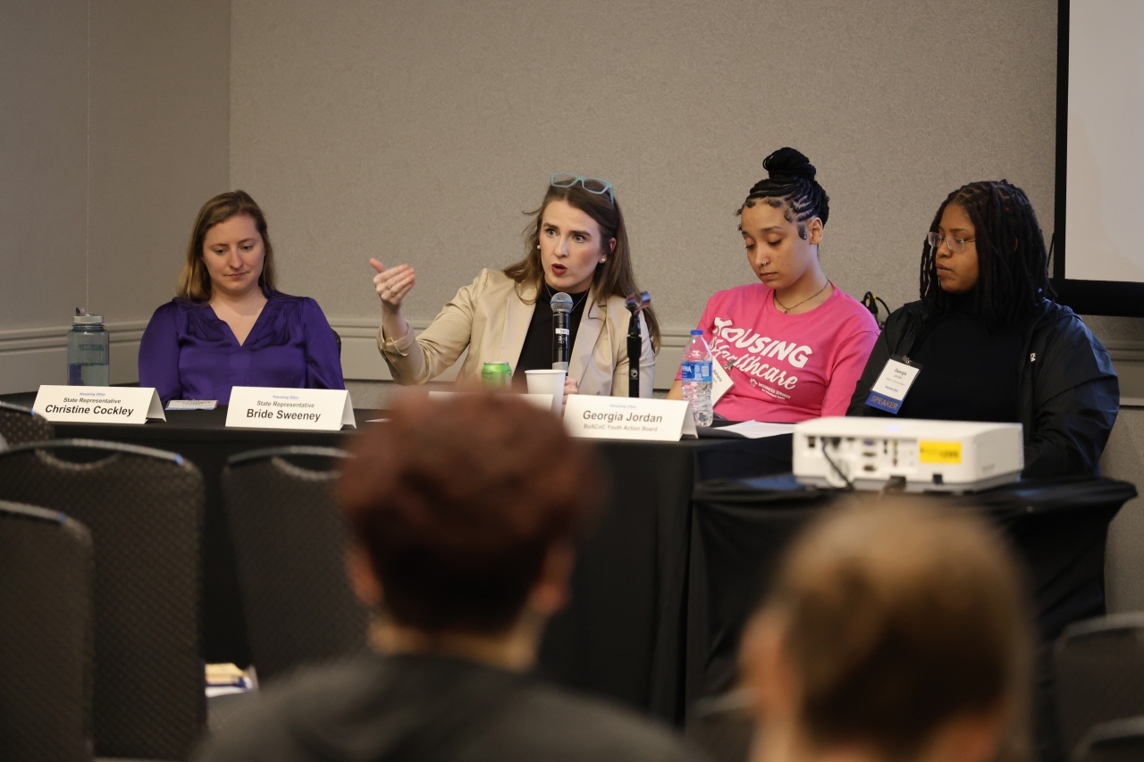 Rep. Sweeney speaks on a legislative panel at the COHHIO Annual Conference to discuss ongoing efforts to address youth homelessness and housing insecurity in Ohio