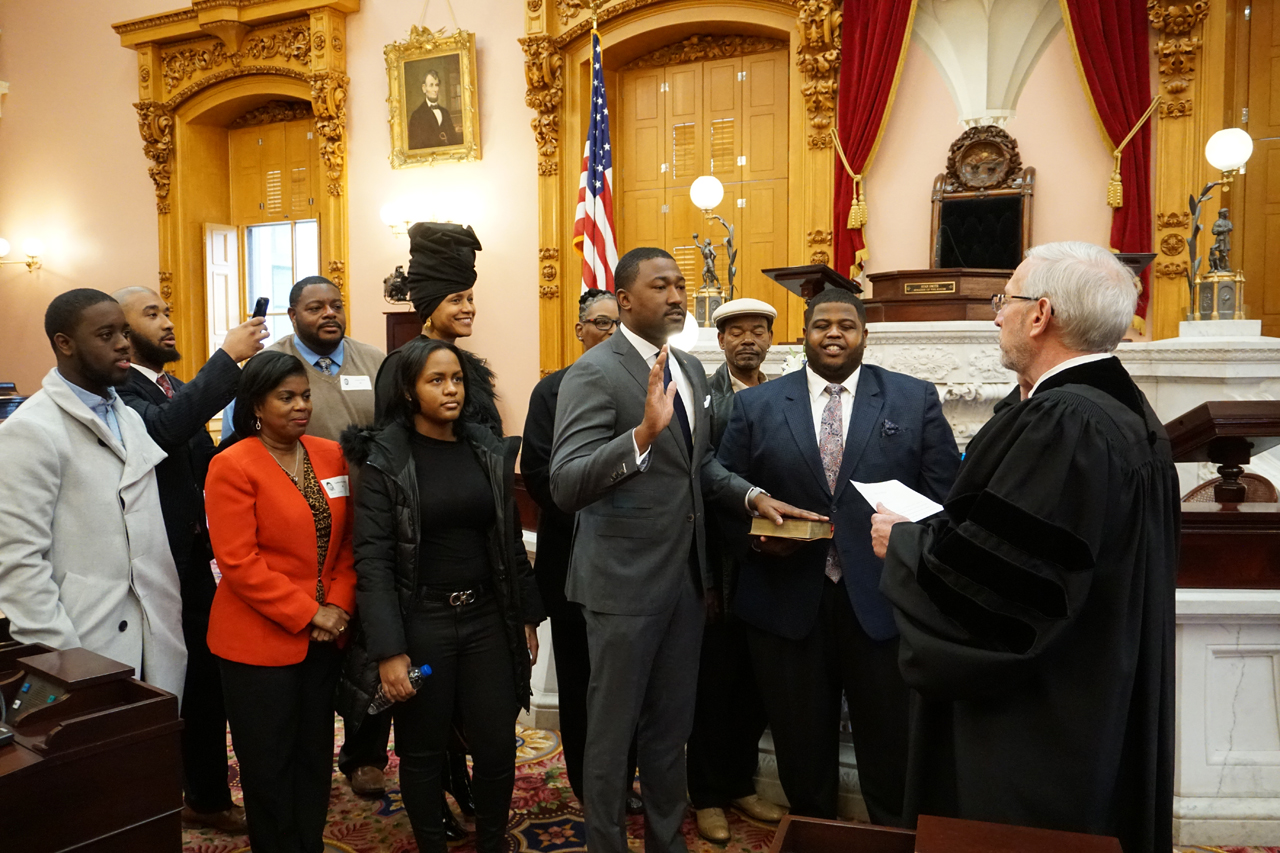 State Representative Terrence Upchurch is sworn in to the 133rd General Assembly alongside his friends and family
