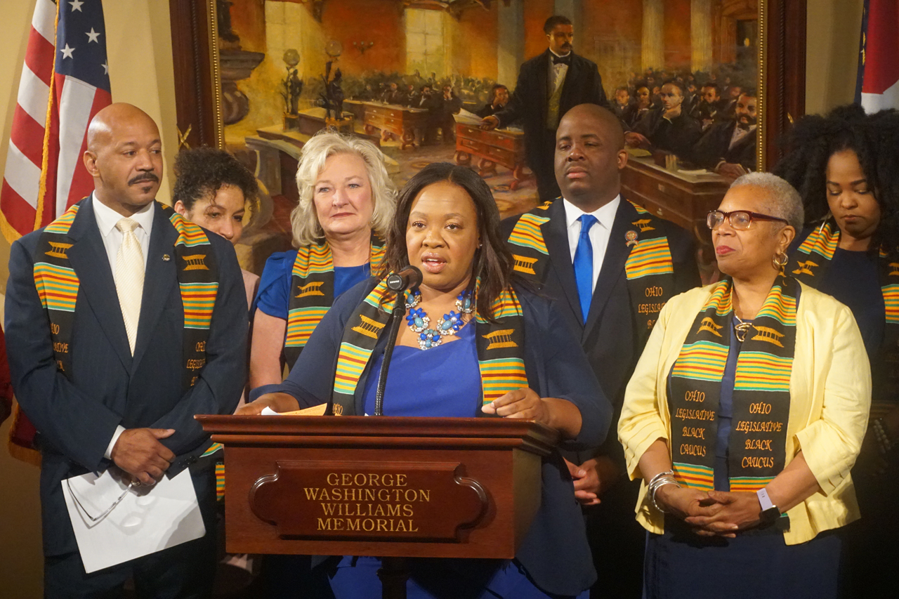 Rep. Brent speaks at a press conference in honor of Juneteenth