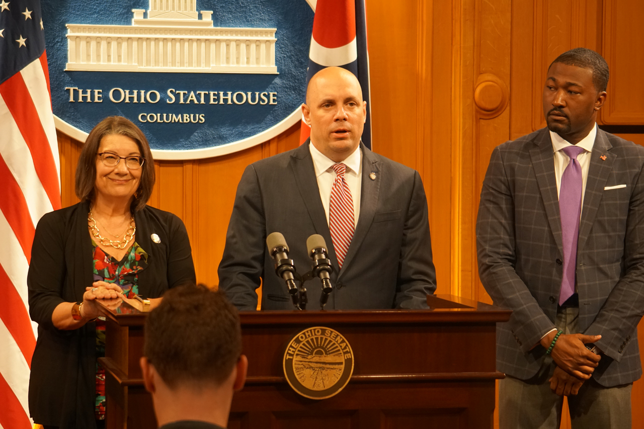 Rep. Crossman speaks at a press conference in support of his legislation to establish greater accountability in jails across Ohio