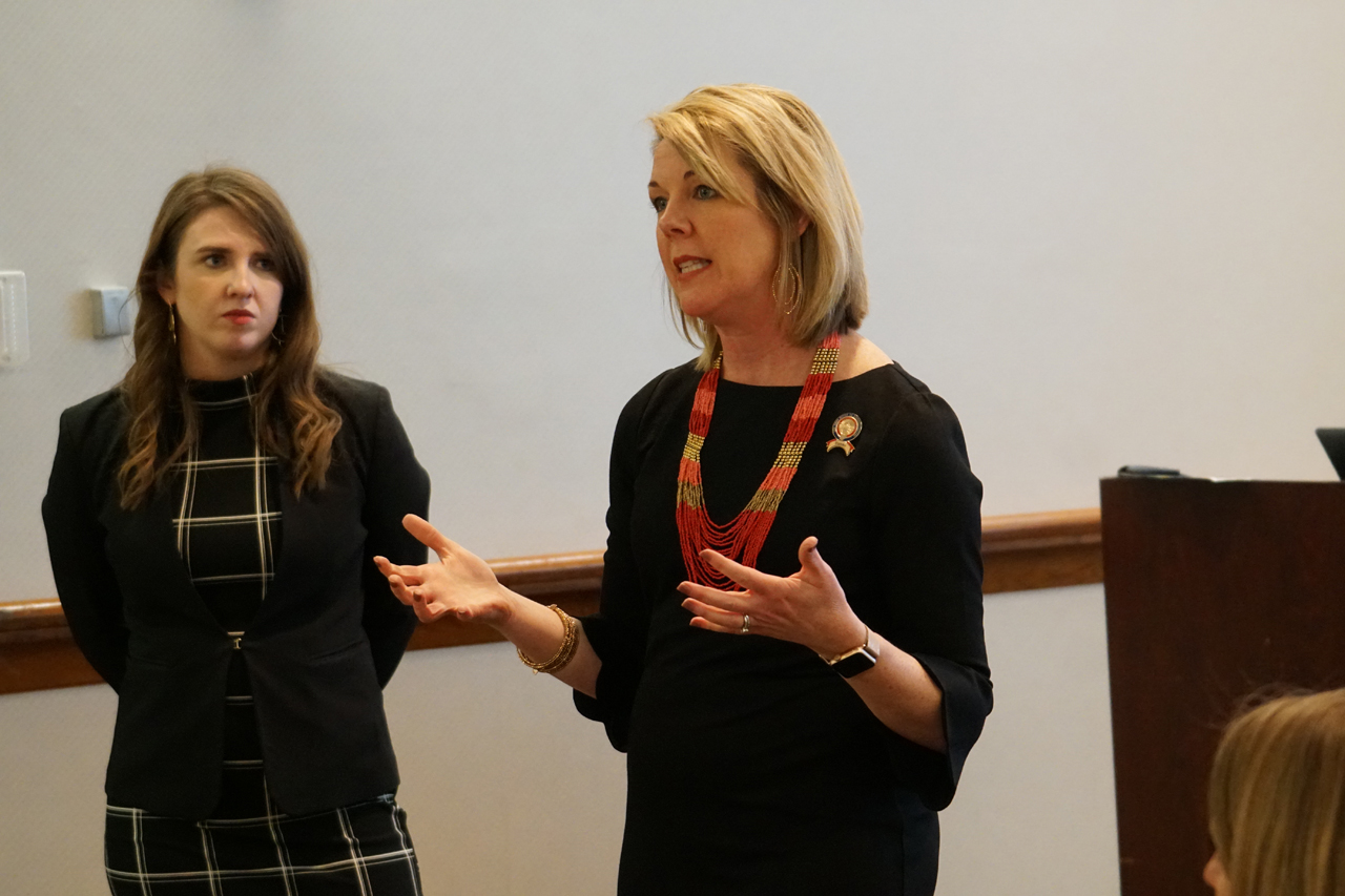 Rep. Russo and Rep. Bride Rose Sweeney (D-Cleveland) speak to patient advocates from the Susan G. Komen Breast Cancer Foundation