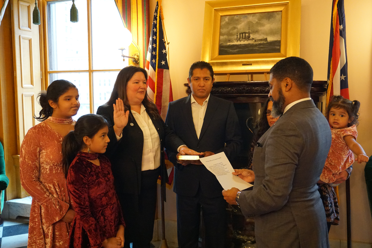 State Representative Jessica Miranda is sworn in to the 133rd General Assembly alongside her friends and family