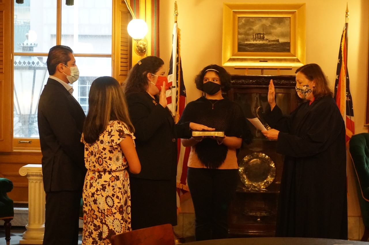Rep. Jessica Miranda is Sworn in as a Member of Ohio's 134th General Assembly by Justice Jennifer Brunner