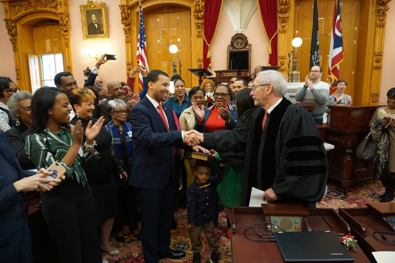 State Representative Sedrick Denson is sworn in to the 133rd General Assembly alongside his friends and family