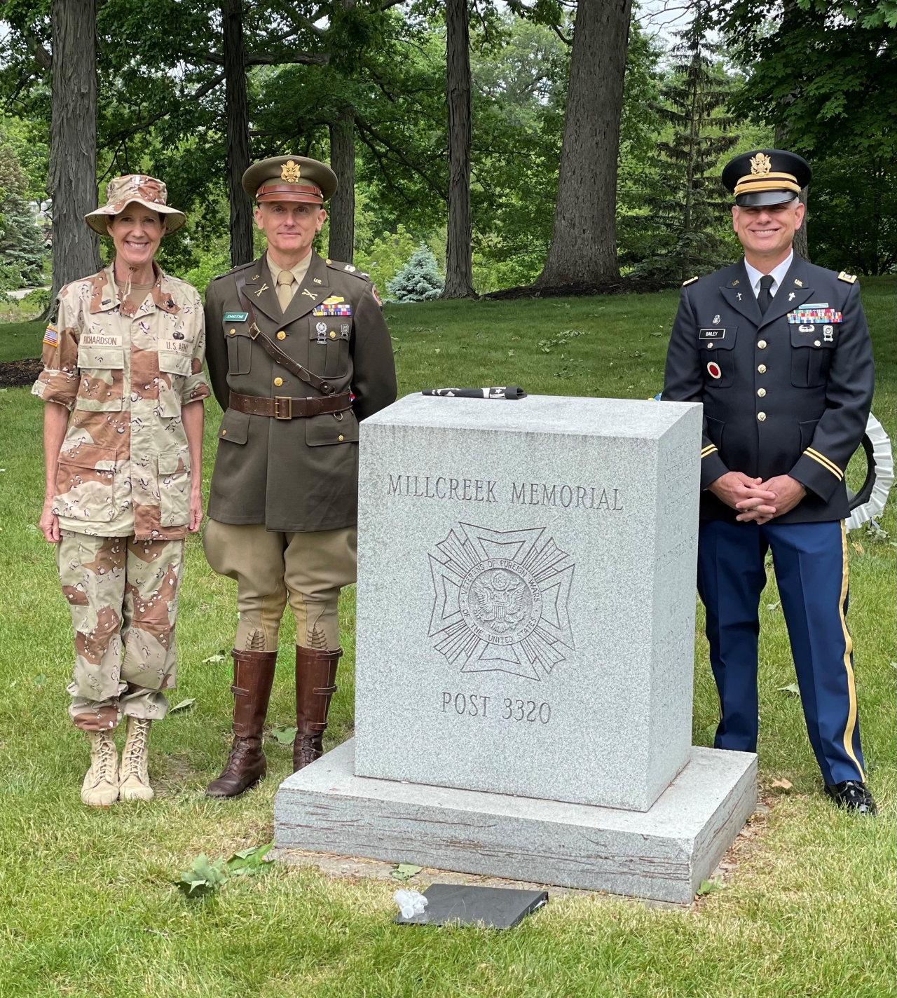 Major Richardson with fellow veterans in Marysville during a Memorial Day ceremony