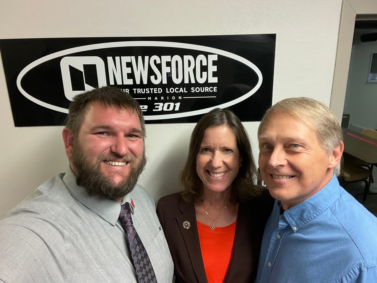 Representative Richardson enjoyed spending time with Zac Fuller and the NewsForce team at their ribbon cutting.