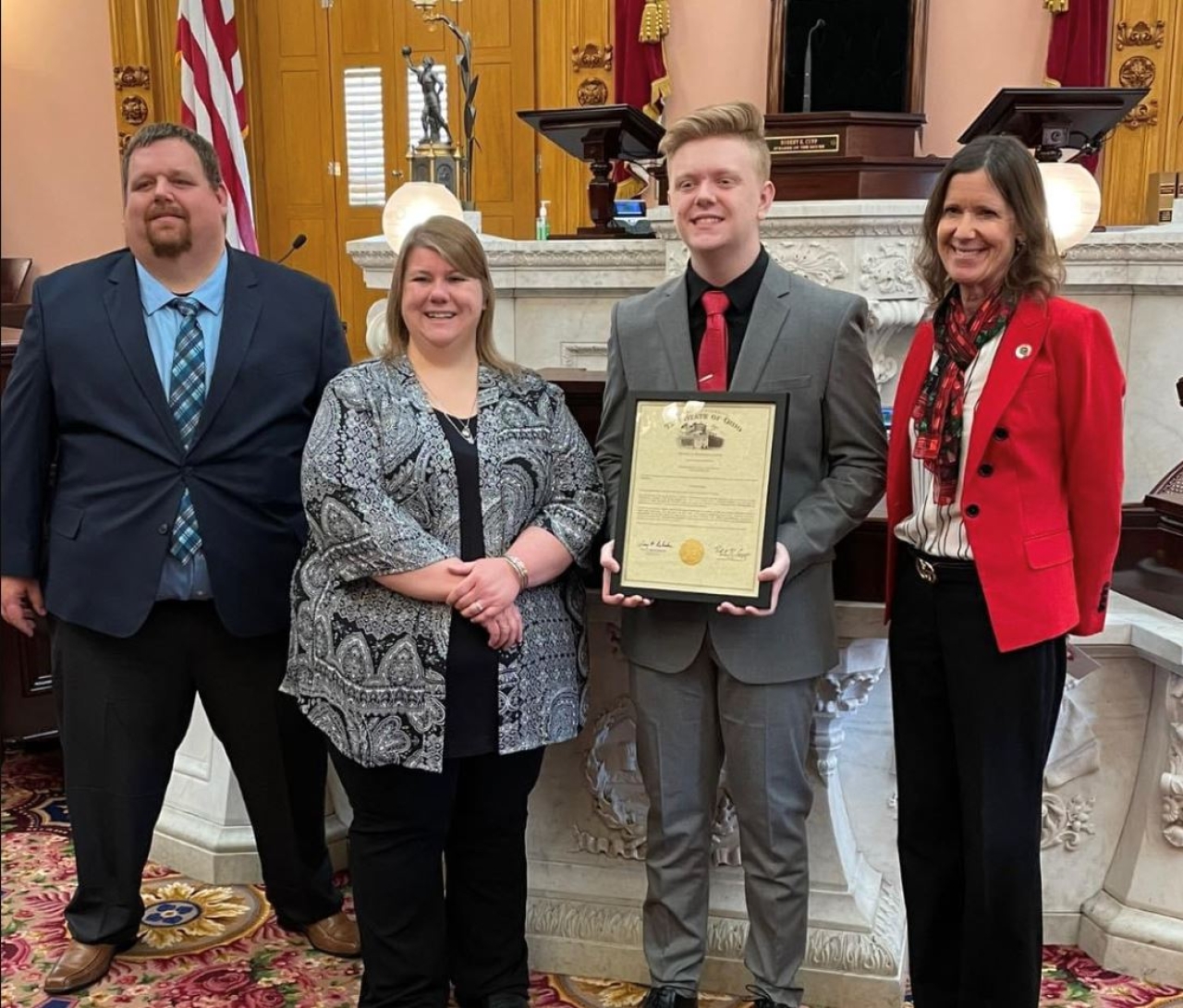 Representative Richardson was pleased to honor Jayden Combs for receiving the USA Today Ohio High School Sports Award for bowling.