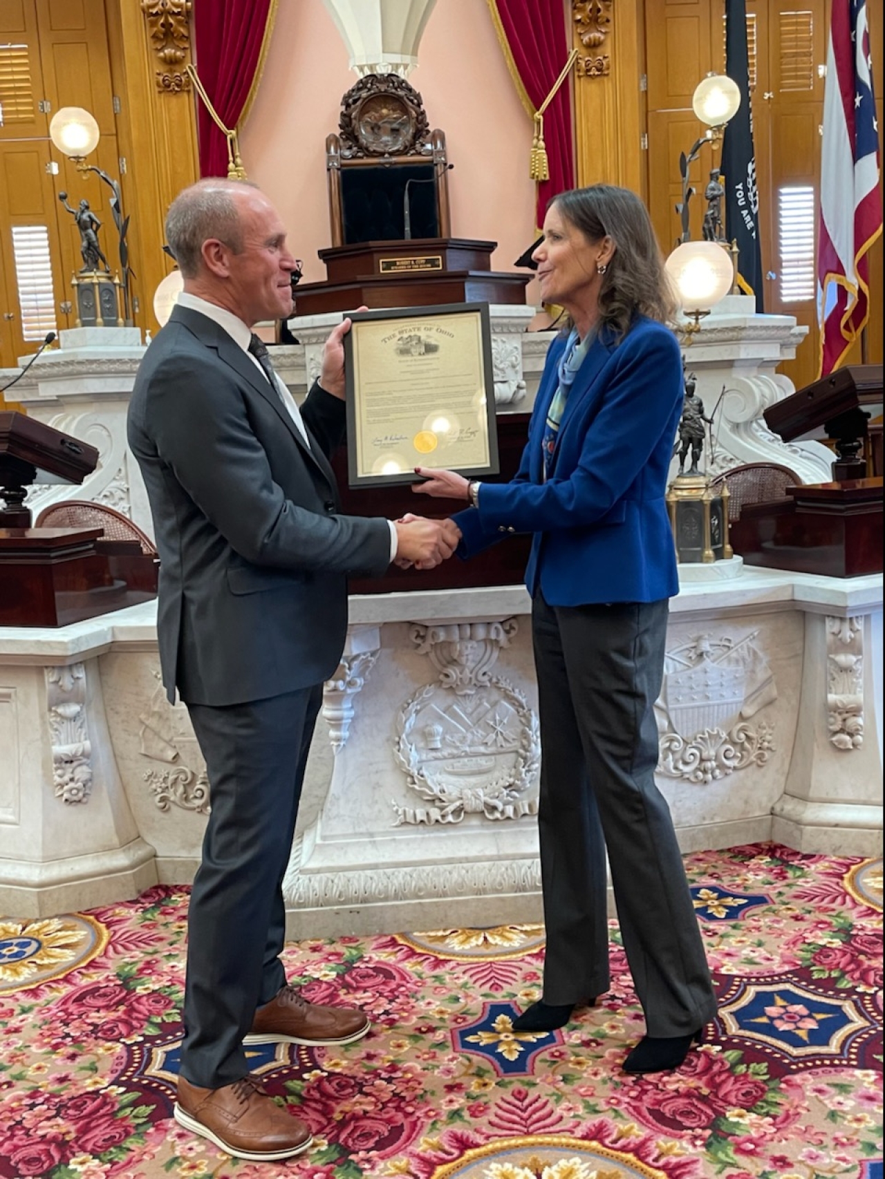 Representative Richardson congratulates Paul Atwood of Genric Security on being named a 2021 Honda North American Indirect Procurement Supplier Award recipient.