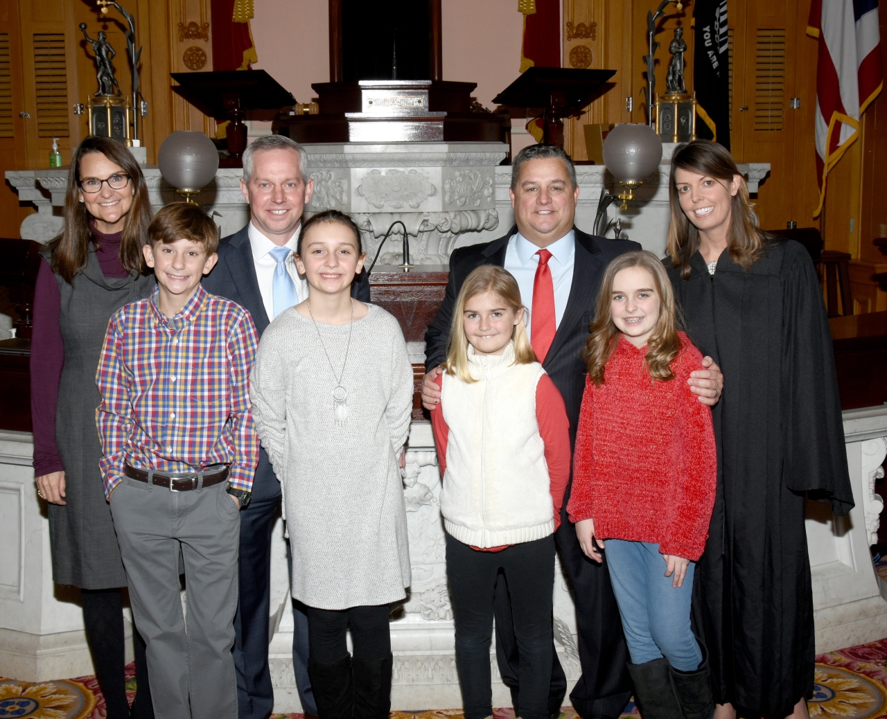 Rep. LaRe and Rep. Wilkin with their families on Opening Day of the 134th General Assembly.