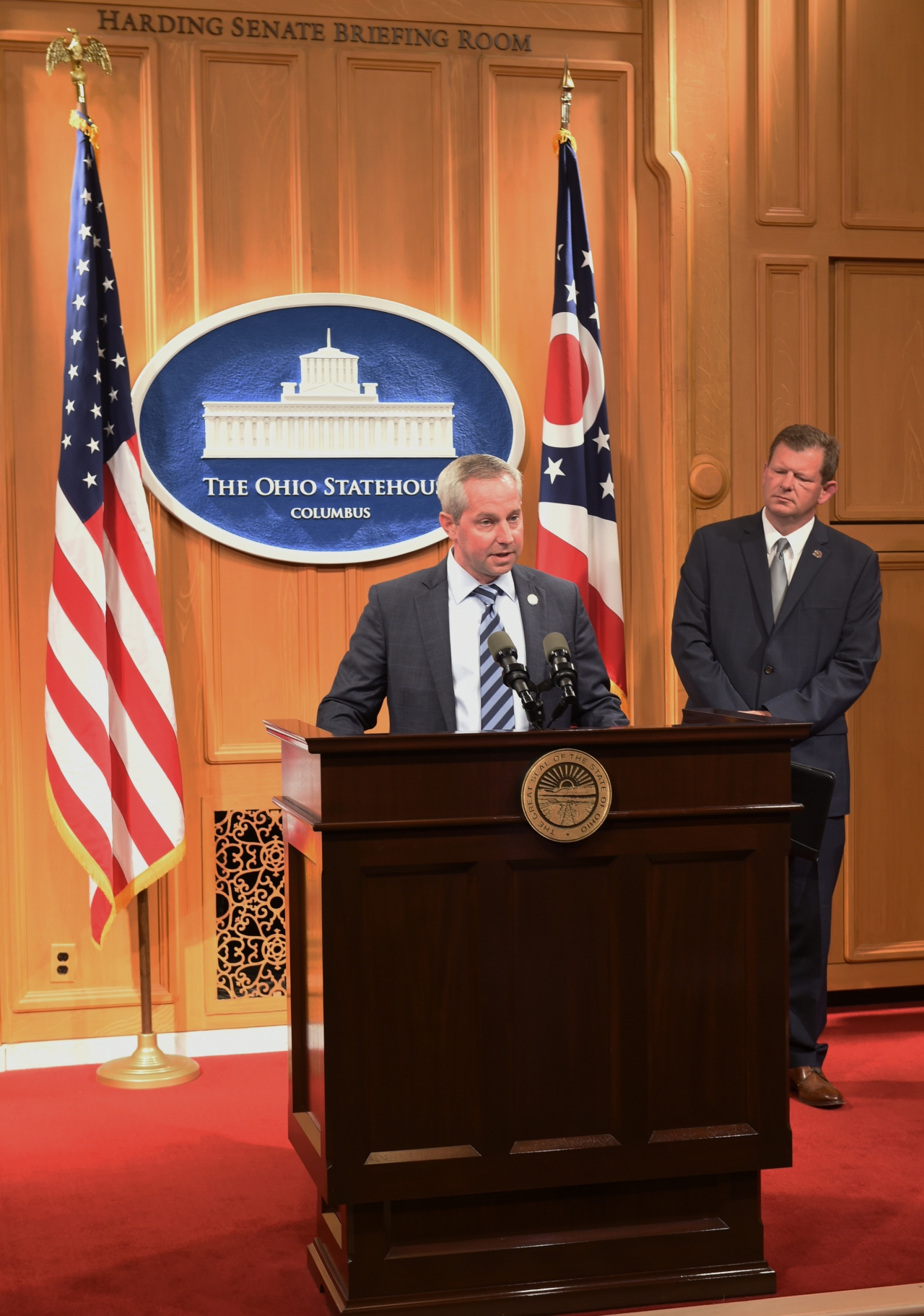 Rep. LaRe speaks during a press conference.