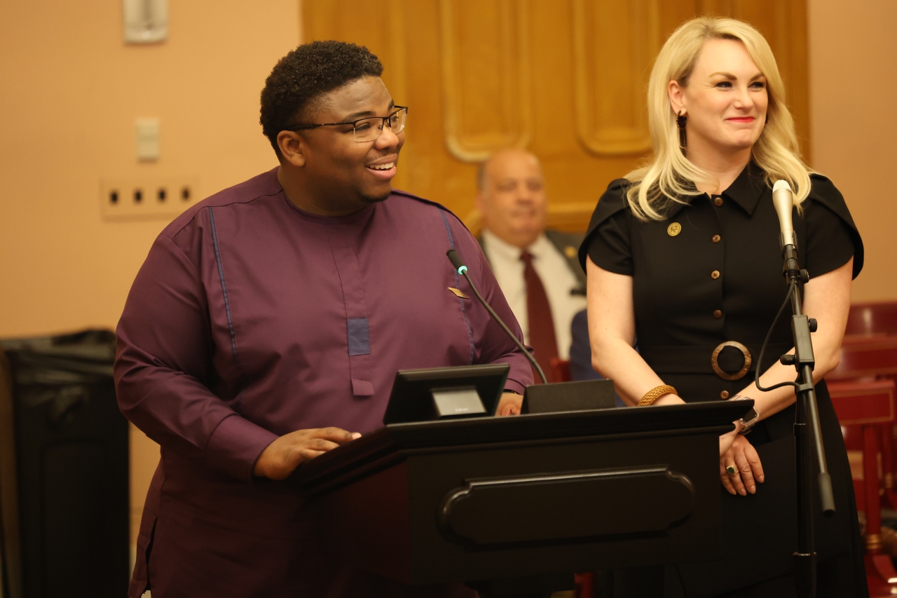 Reps. Jarrells and Miller providing testimony on establishing the Ohio Sports Comission