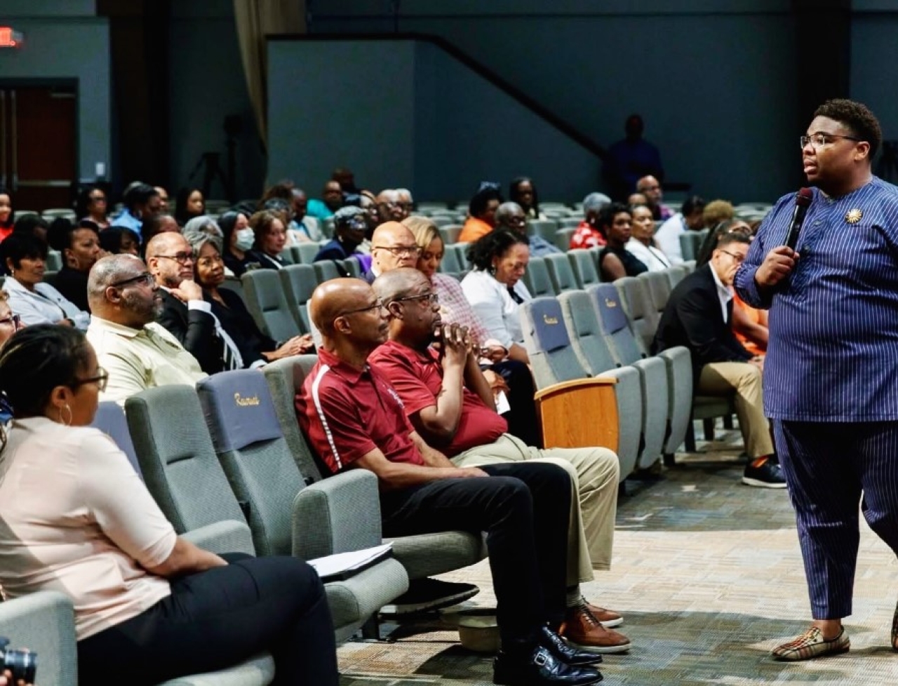 Rep. Jarrells hosting a community dialogue at the State of Black America II.