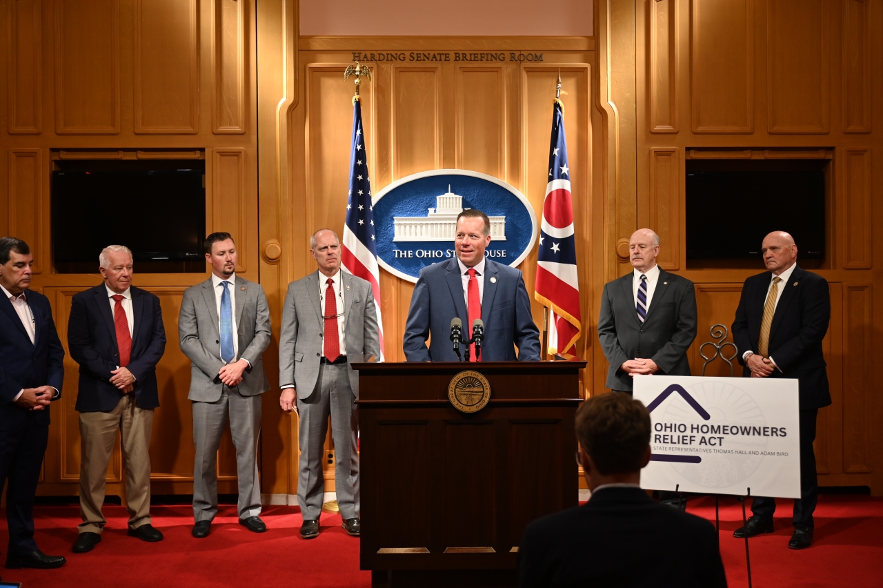 Rep. Creech speaks during a press conference on legislation to protect Ohioans from rising property taxes.