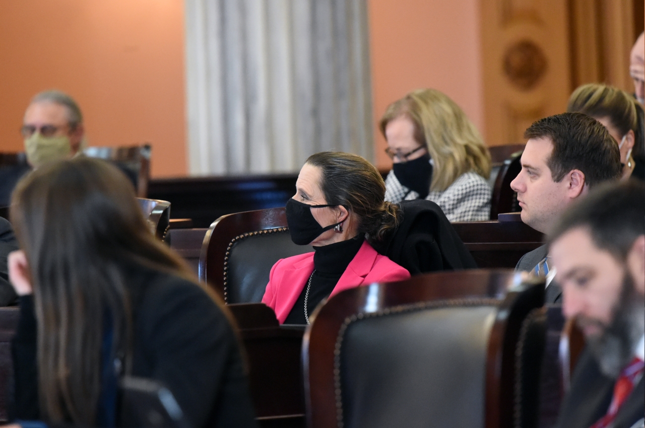 Rep. Schmidt listens during House session.