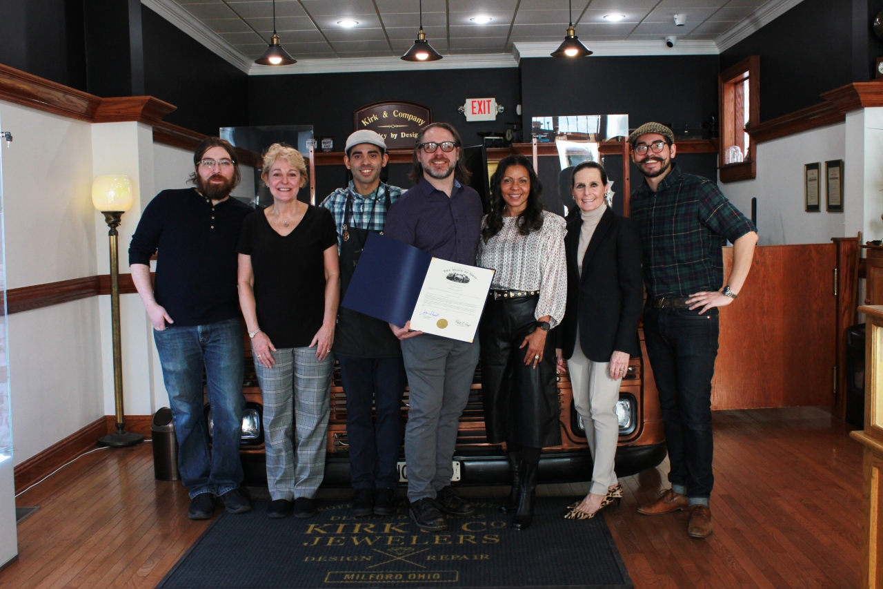 Rep. Schmidt congratulates Joe Kirk and his staff from Kirk and Company Jewelers in Milford on the occasion of their 35th Anniversary.