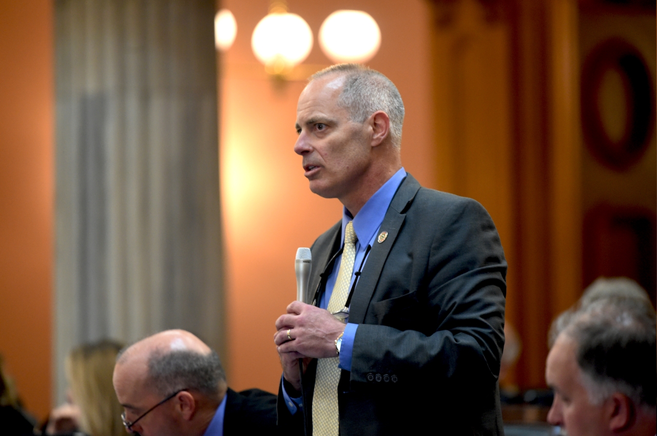 Rep. Bird speaks on the House floor during session.