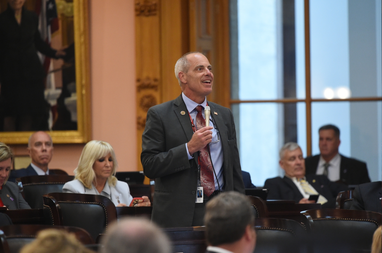 Rep. Bird speaks on the House floor during session.