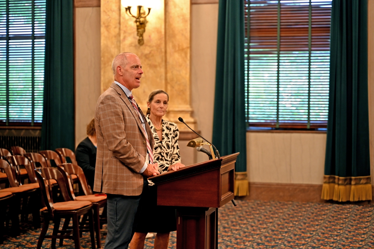 Reps. Bird and Schmidt provide testimony on House Bill 101 during committee.