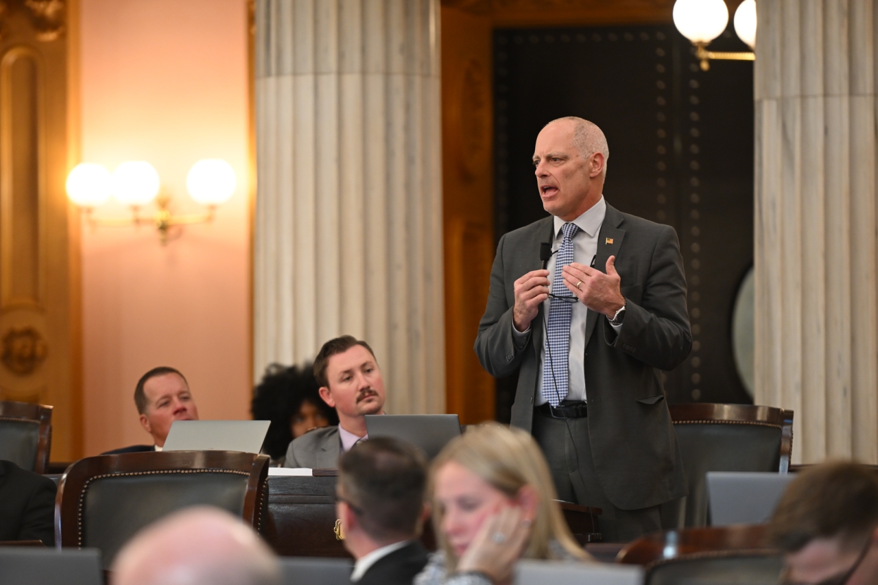 Rep. Bird speaks on the House floor during session