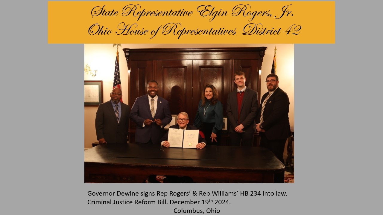 Governor Dewine signs Rep Rogers' & Rep Williams' HB 234 into law. Criminal Justice Reform Bill. December 19th 2024.