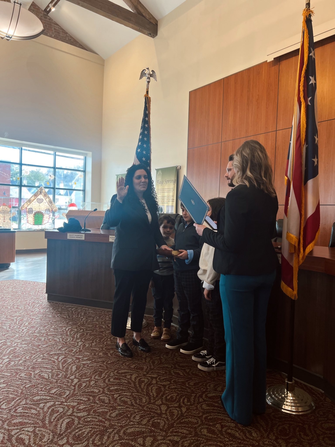 Jan 2026 - Rep Baker swearing in the newest member of Newtown Village Council