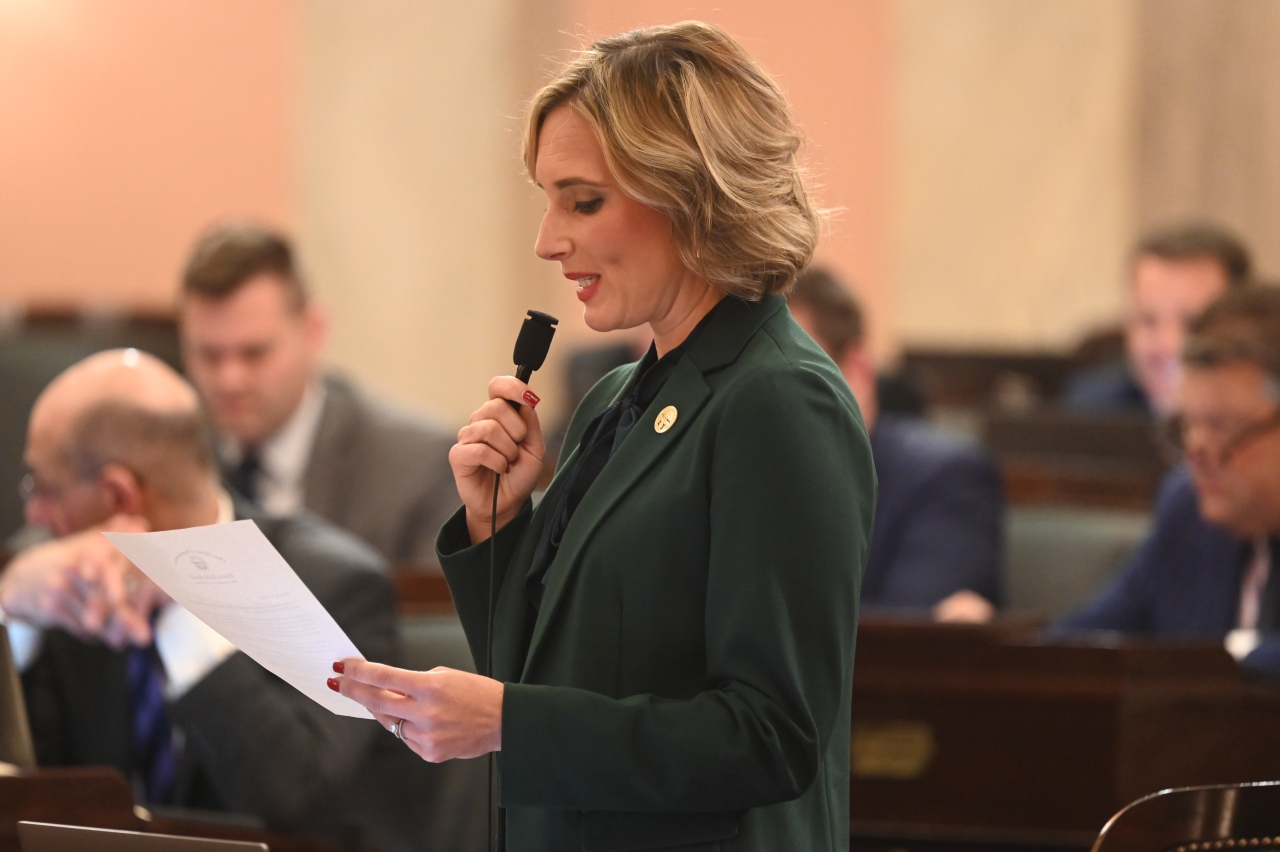 State Rep. Monica Robb Blasdel speaking on the House floor during session.
