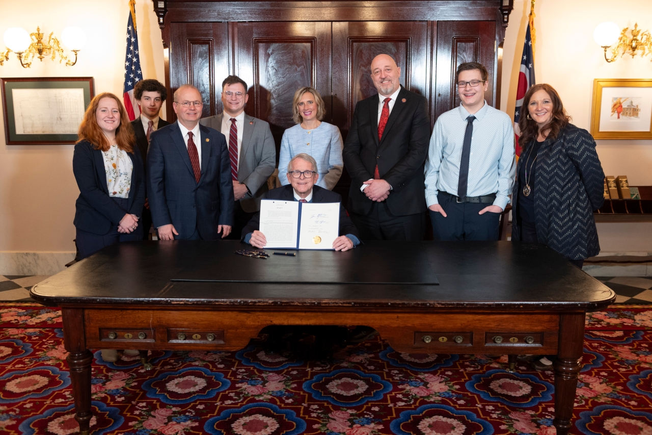State Rep. Monica Robb Blasdel at a ceremonial bill signing in Governor Mike DeWine's office.