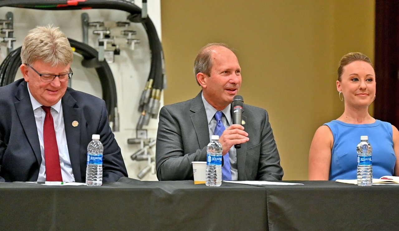 Rep. Klopfenstein speaks during a Career Tech Roundtable.