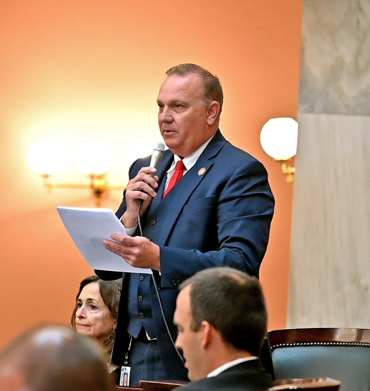 Representative Barhorst speaks on the House floor.