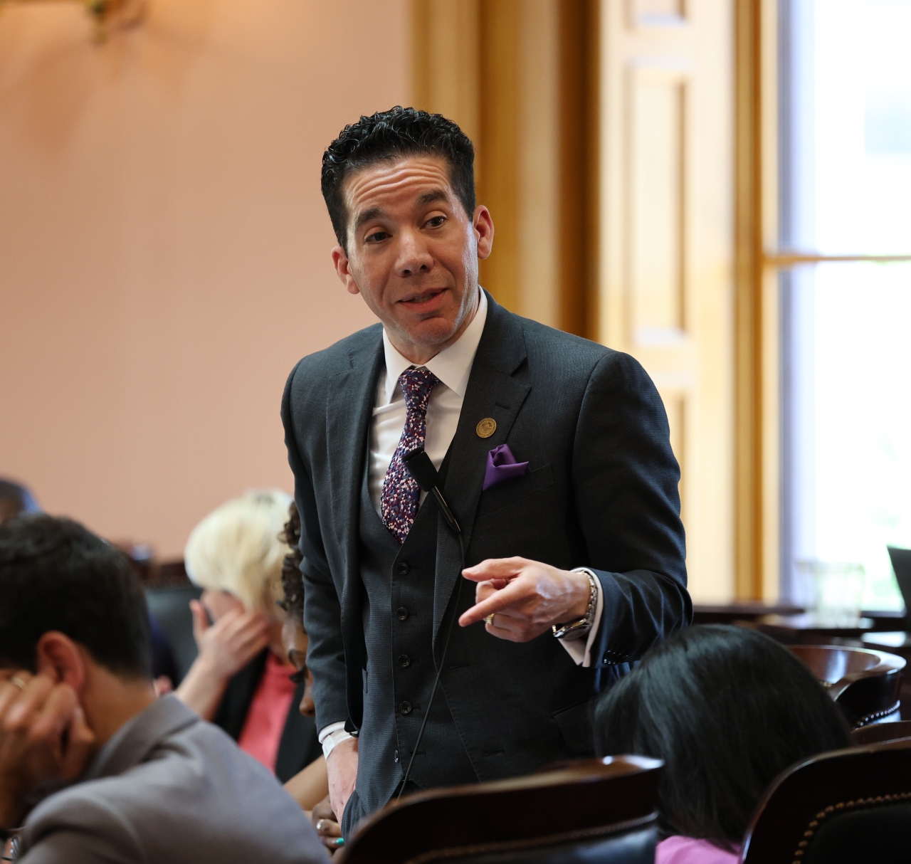 Rep. Hall speaks on the House floor in support of HB 593, which allows paid family leave insurance to be offered in Ohio.