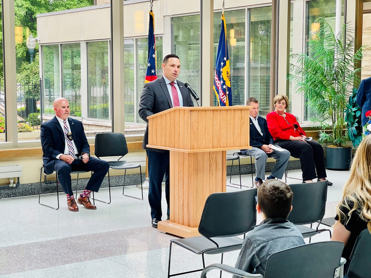 State Representative Haraz N. Ghanbari (R-Perrysburg) delivers the keynote speech during the Wood County Law Enforcement Memorial, Wednesday, May 18, 2022, in Bowling Green. 