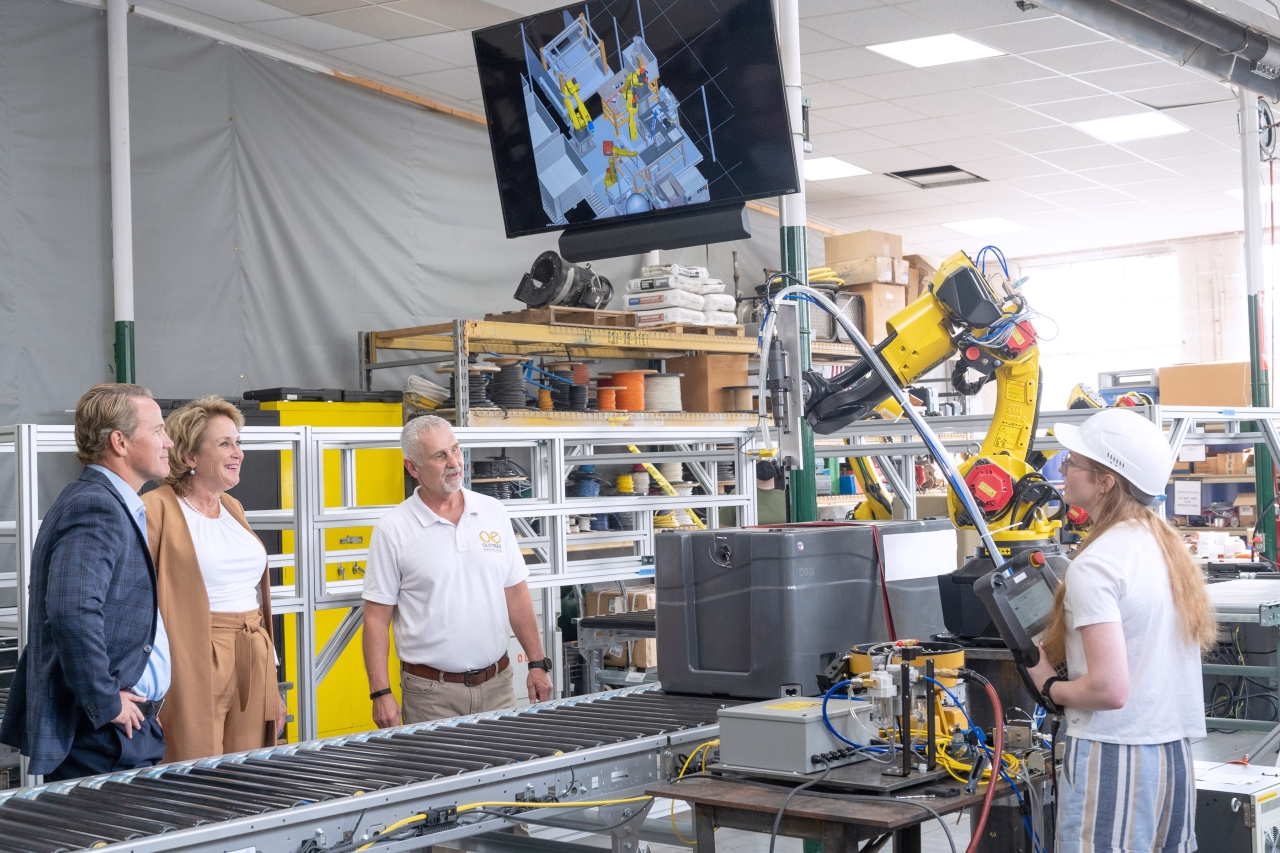 Lt. Gov. Jon Husted and State Rep. Gail Pavliga tour the Olstrad Engineering Corporation facility in Kent, Ohio.