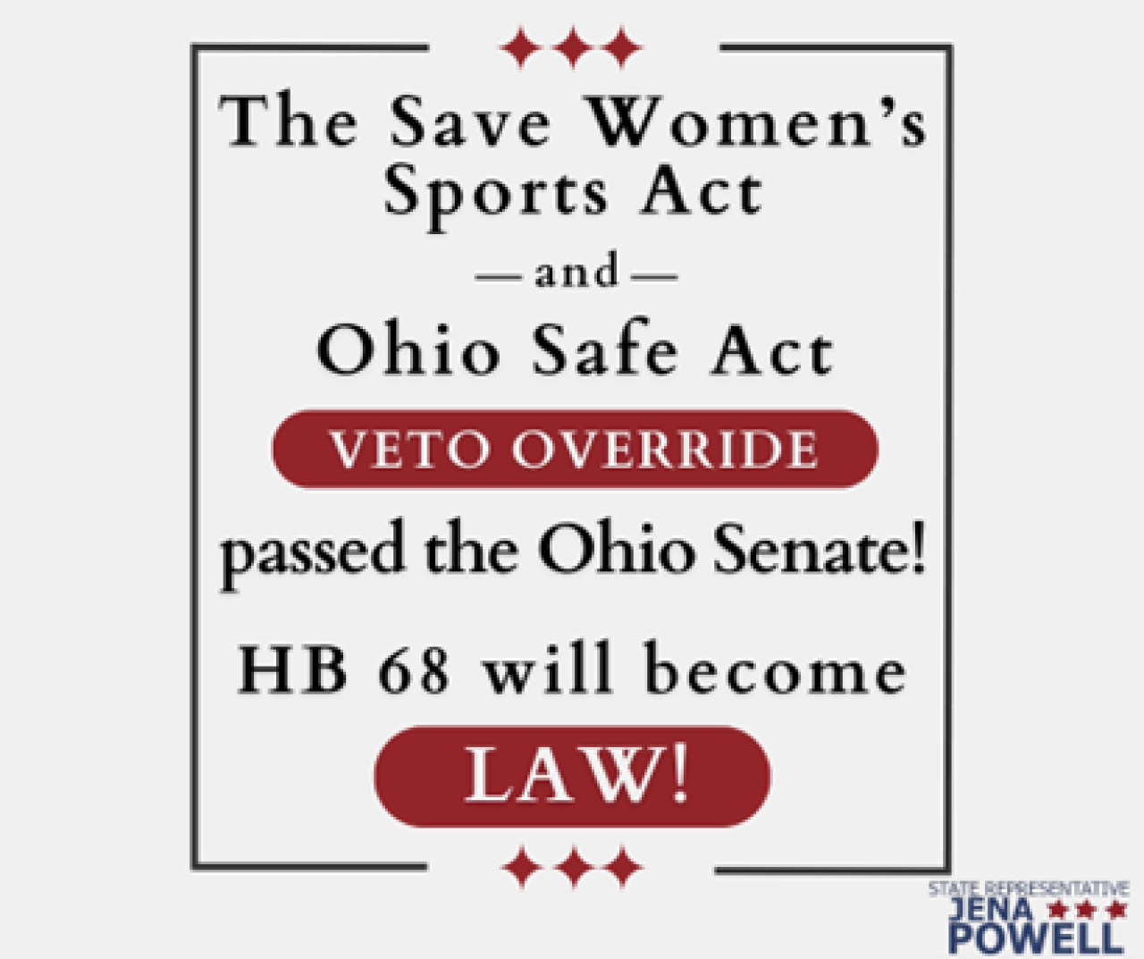 Powell's Save Women's Sports Act Becomes Law