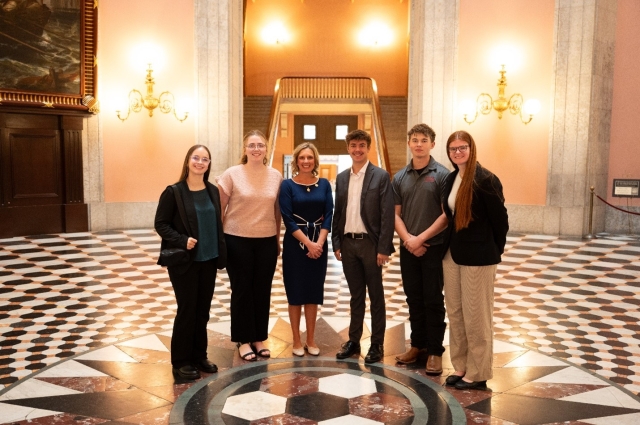 Rep. Blasdel and local 4-H students.