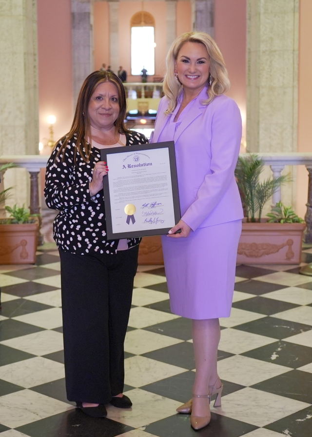 Rep. Melanie Miller in the Hallway next to the Ohio Chamber