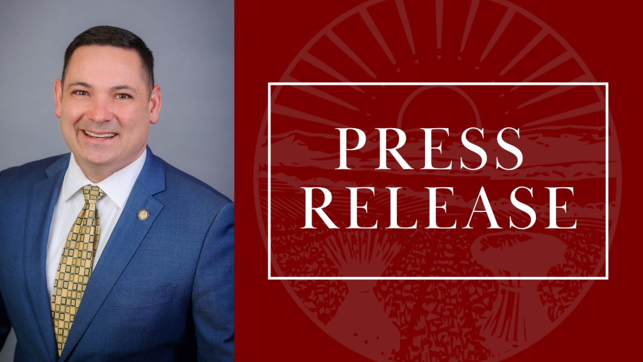 Image that says Press Release and includes a picture of Rep. Ghanbari