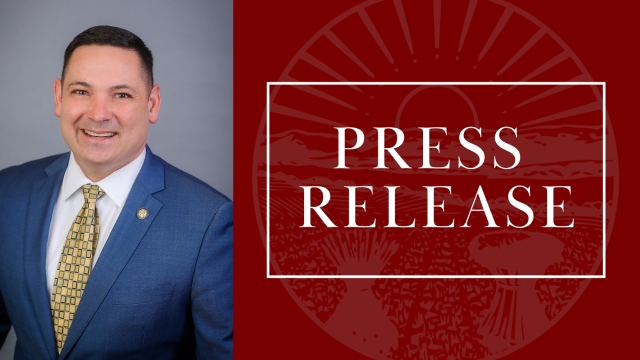 Image that says Press Release and includes a picture of Rep. Ghanbari