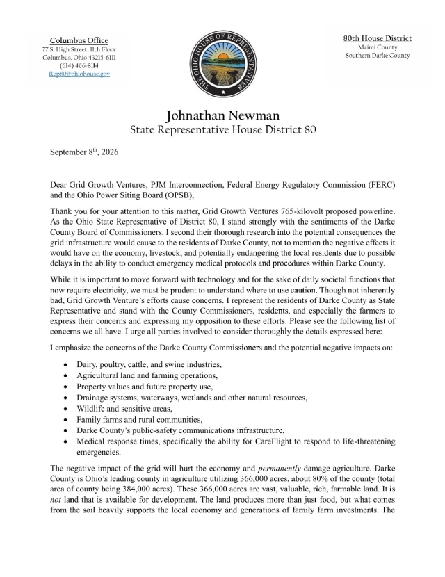 Front page of the letter